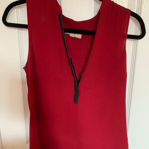 Banana Republic Dark Red V-Neck Tank w/ Black Trim - Picture 1 of 5
